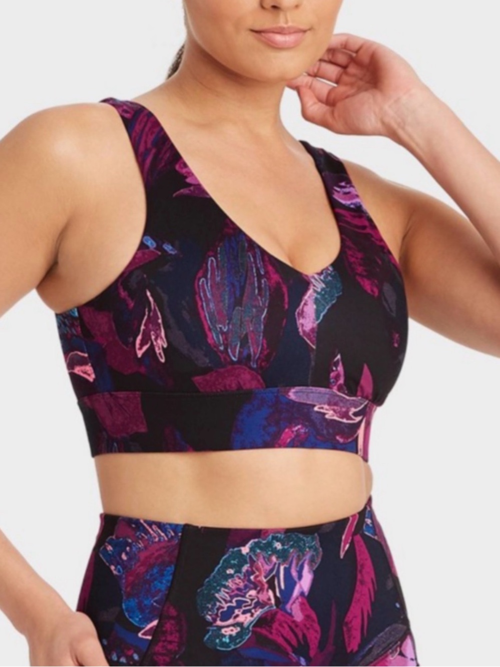 All in Motion Purple Tropical Print Sports Bra